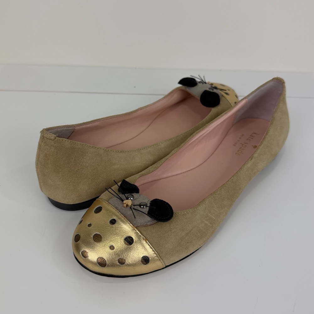 Kate Spade Walt Mouse Ballet Flats Suede Novelty Shoes Size 8 - Picture 3 of 12